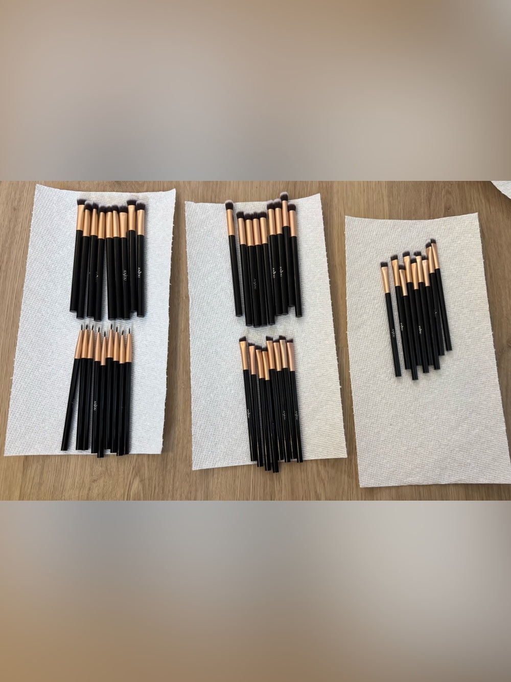 Anjou Makeup Brush Lot – 50+ Eye Brushes – Black & Rose Gold – New/Unused